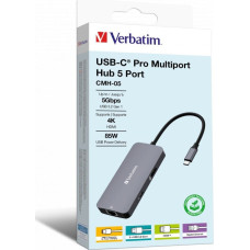 Verbatim HUB USB Verbatim Hub USB Verbatim Multi Port CMH-05: 1x USB-C PD, 2xUSB-A 3.0, 1xHDMI, RJ-45