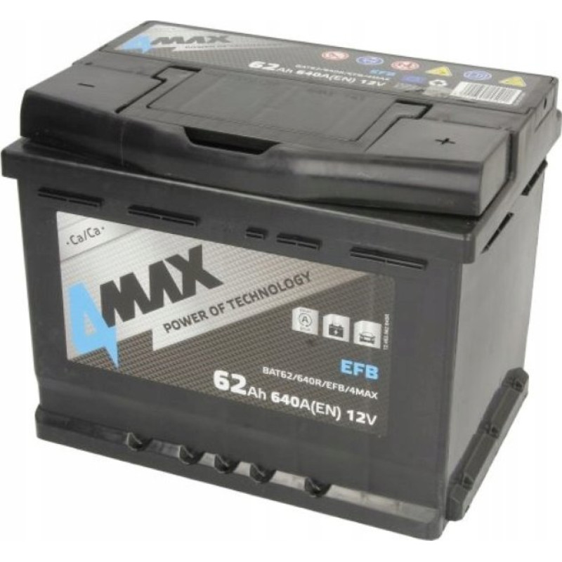 Maxgear Akumulator 4MAX 12V 62Ah/640A START&STOP EFB (P+ standardowy) 242x175x190 B13 (efb/rozruchowy)