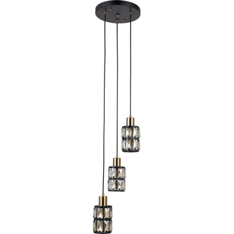 Italux Menfi PND-44236-3-BK-GD lampa wisząca zwis 3x40W E27 przezroczysta/czarna
