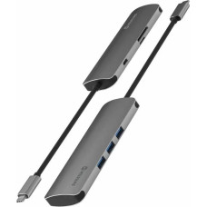 Sourcing HUB USB Sourcing Swissten USB-C Splitter 6in1 with 3X USB 3.0 / 1X USB-C Power Delivery / 1X microSD / 1X SD / Aluminum housing