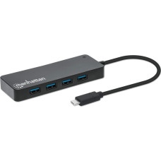 Manhattan HUB USB Manhattan Manhattan 168410 huby i koncentratory USB Type-C 5000 Mbit/s Czarny