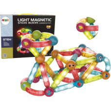 Leantoys Świecące Klocki Magnetyczne Edukacyjne Zestaw 76 Elementów