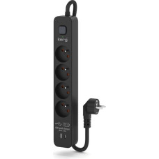 Kerg power strip with circuit breaker-4 USBC+USBA sockets 16A 5m black