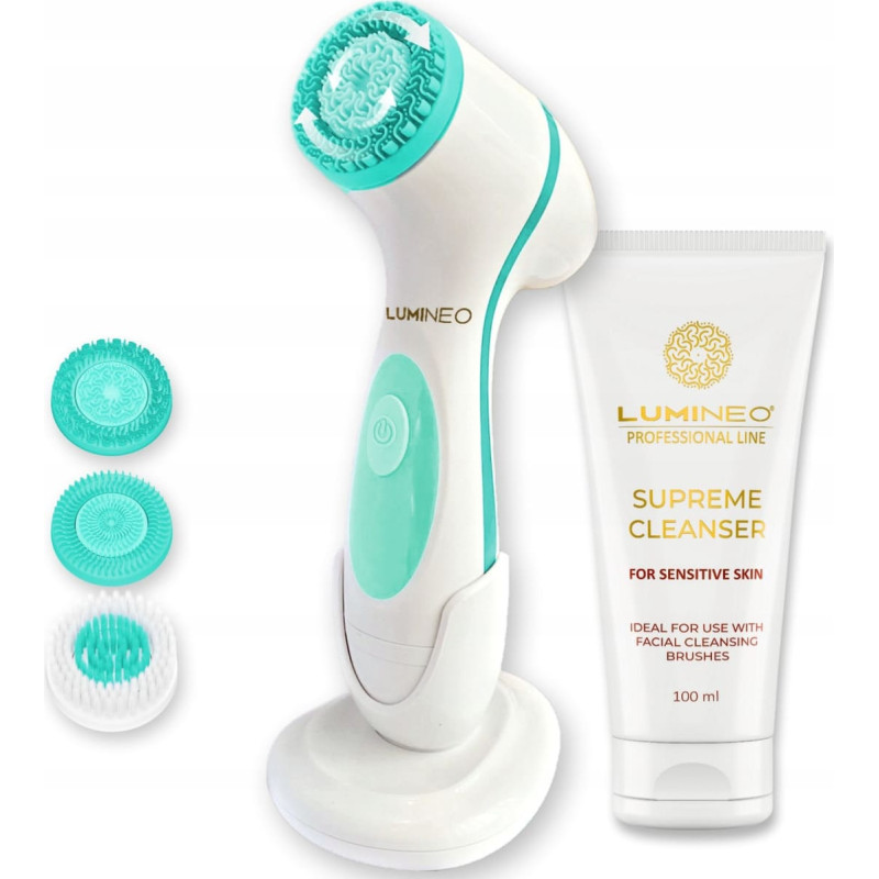 Bioderma LUMINEO Professional Line Szczoteczka do twarzy Brush turkusowa + Żel oczyszczajacy Lumineo do skóry wrażliwej 100 ml