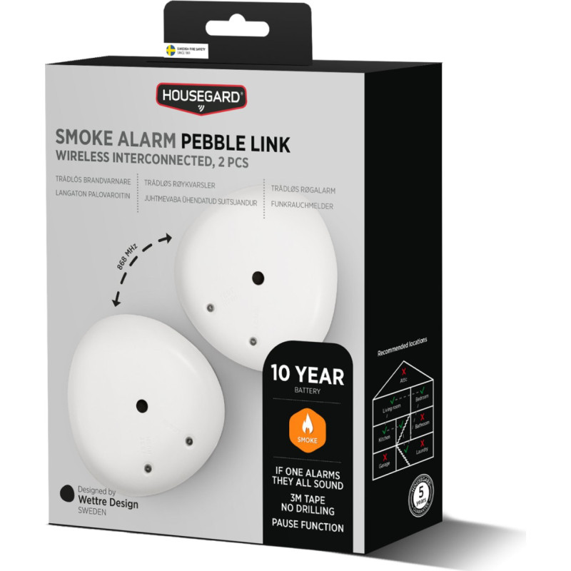 Housegard Housegard Smoke Alarm Pebble Link Wireless Interconnected, 2-pack