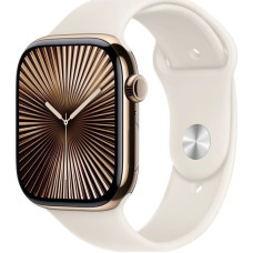 Apple Watch Series 10 GPS + Cellular 46 mm Gold Titanium Case with Starlight Sport Band - S/M