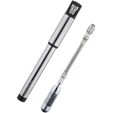 Birzman Pompka ręczna BIRZMAN Infinite Road with CO2 (Presta/Schrader), 160psi/11bar, Długość 255mm, CNC, Srebrna, Naboje CO2 2x16g (NEW)