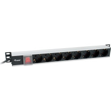 Equip 333308 rozdzielacz zasilania PDU 8 x gniazdo sieciowe 1U Czarny, Srebrny