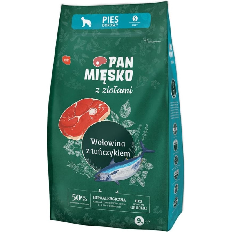 Pan Mięsko PAN MĘSKO with Herbs Beef with tuna S - dry dog food - 9kg