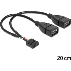 Delock USB zew. - USB wew., 0.2m, Czarny (83292)