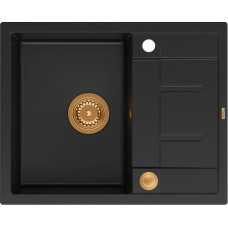 Graniteq Zlewozmywak GraniteQ MORGAN 116 GraniteQ zlewozmywak pure carbon z syfonem Push To Open kol. miedziany 1-komorowy z/o + zaczepy 4 szt