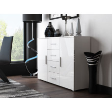 Cama Meble Cama living room sideboard UNI WHITE white/white gloss