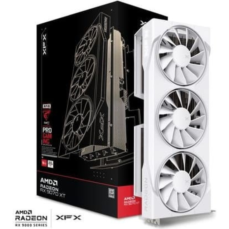XFX Graphics card. XFX Swift RX 9070 White 3-FAN GAM E 16G