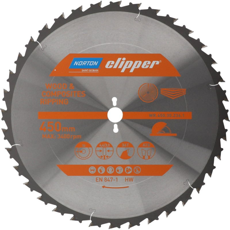 Norton Cutting disc 450x4.4/3.0x30 Z36 Norton CLIPPER PRO WOOD RIPPING