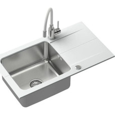 Steiner Zlewozmywak Steiner EDWARD 111 Fusion biały 780*440 z syfonem manualnym w zestawie z baterią Maggie