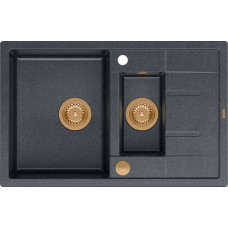Graniteq Zlewozmywak GraniteQ MORGAN 156 GraniteQ zlewozmywak black diamond z syfonem Push To Open okrągły 1,5-komorowy z/o/ elementy miedziane