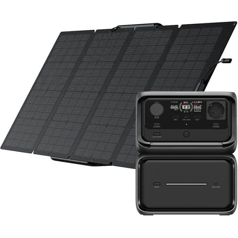 Ecoflow Zestaw: Stacja zasilania EcoFlow River 3 Max Plus panel fotowoltaiczny 160W