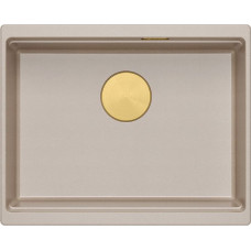 Graniteq LOGAN 100 GraniteQ zlewozmywak pearl beige 56x45x21,5 cm 1-komorowy podwieszany z syfonem manualnym złoty