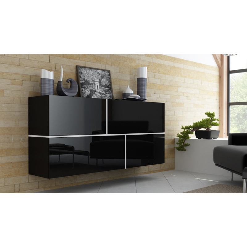 Cama Meble Cama sideboard GOYA 170/40/80 black/black gloss+white