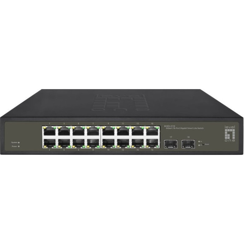 Levelone Switch LevelOne LevelOne GES-2118 łącza sieciowe Zarządzany L2 Gigabit Ethernet (10/100/1000) Czarny