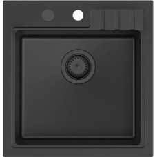 Graniteq Zlewozmywak GraniteQ PETER 110 GraniteQ zlewozmywak granitowy pure carbon 1-komorowy z/o (50x52x20) z syfonem pure carbon