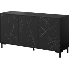 Cama Meble MARMO 3D chest of drawers 150x45x80.5 cm matte black/marble black