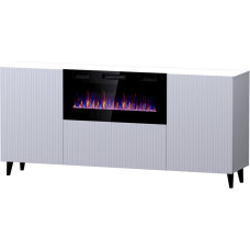 Cama Meble PAFOS chest of drawers with electric fireplace 180x42x82 cm white matt