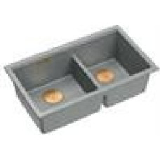 Graniteq QUADRON | LOGAN 120 | granitowy zlewozmywak kuchenny SILVER STONE + MIEDŹ PVD | wymiar: 76 x 45 x 23,5 cm | 2-komorowy podwieszany | podbudowa szafki od: 80 cm