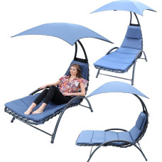 Saska Garden LEŻAK FOTEL Z PARASOLEM BERGAMO 200x125x180CM GRANAT