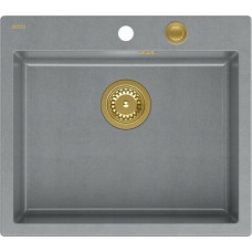 Graniteq Zlewozmywak GraniteQ MORGAN 110 GraniteQ zlewozmywak silver stone z syfonem Push To Open kol. złoty 1-komorowy b/o + zaczepy 4 szt