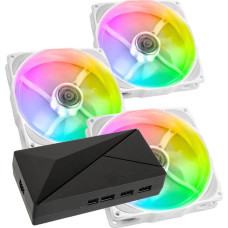 Noiseblocker Wentylator Noiseblocker NB-eLoop X B12-P ARGB Biały 3-pack + Hub SilverStone CPL02-E