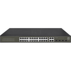 Levelone Switch LevelOne LevelOne GES-2128P łącza sieciowe Zarządzany L2 Gigabit Ethernet (10/100/1000) Obsługa PoE Czarny